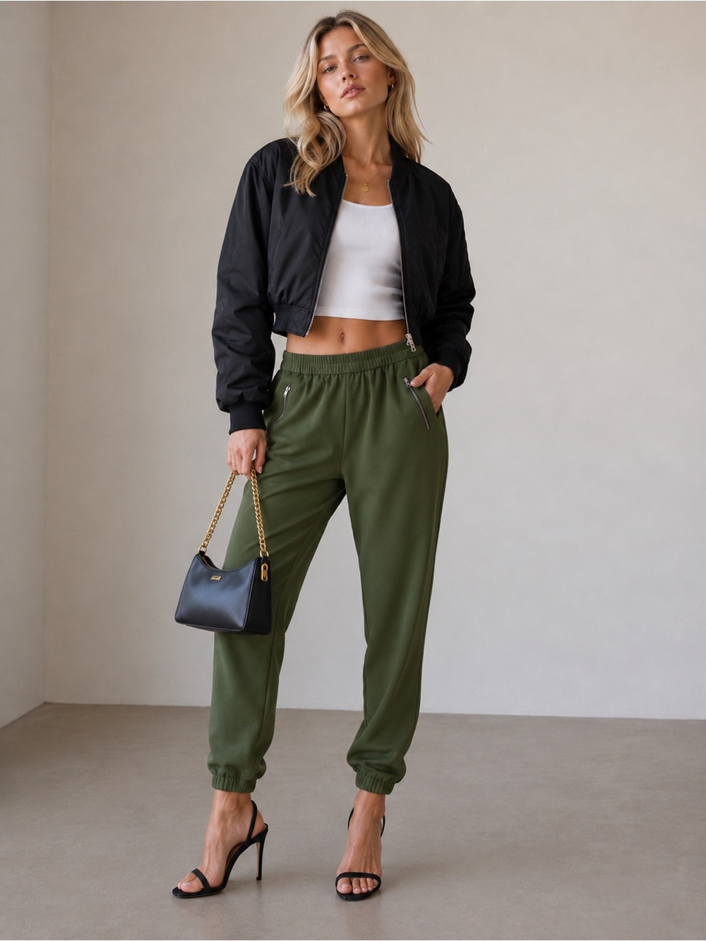J.Crew Olive Green Jogger Pants – Size 6 – Zip Pocket Pull-On Trousers